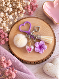 porte-clés violet et beige