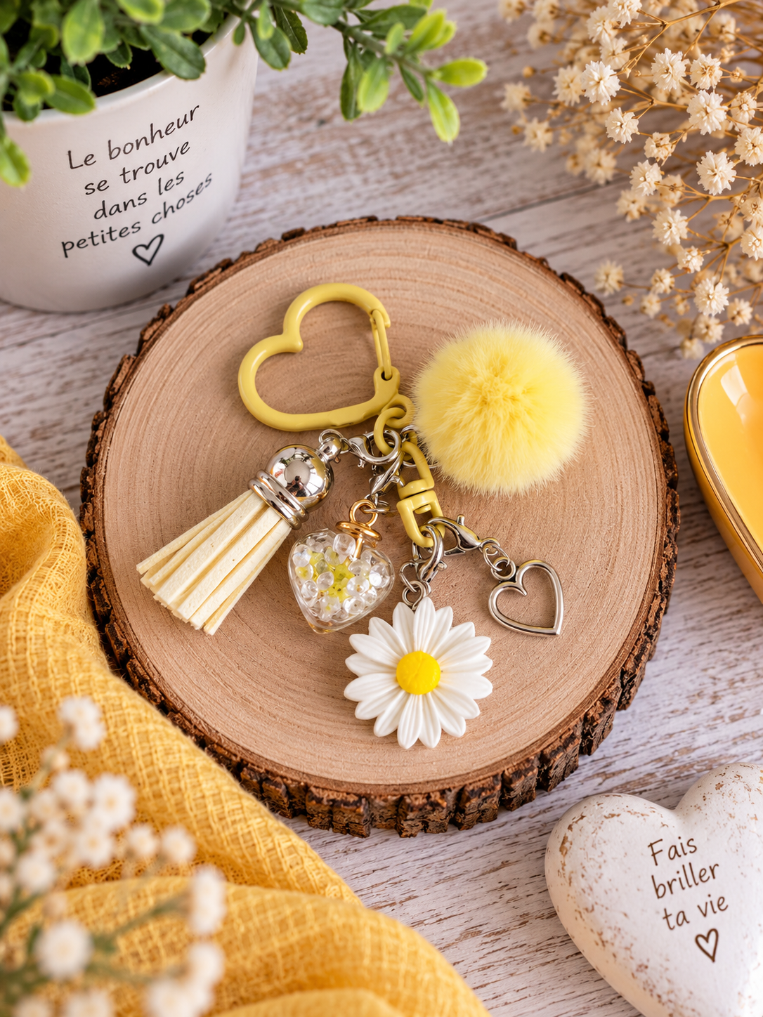 porte-clés jeune et beige