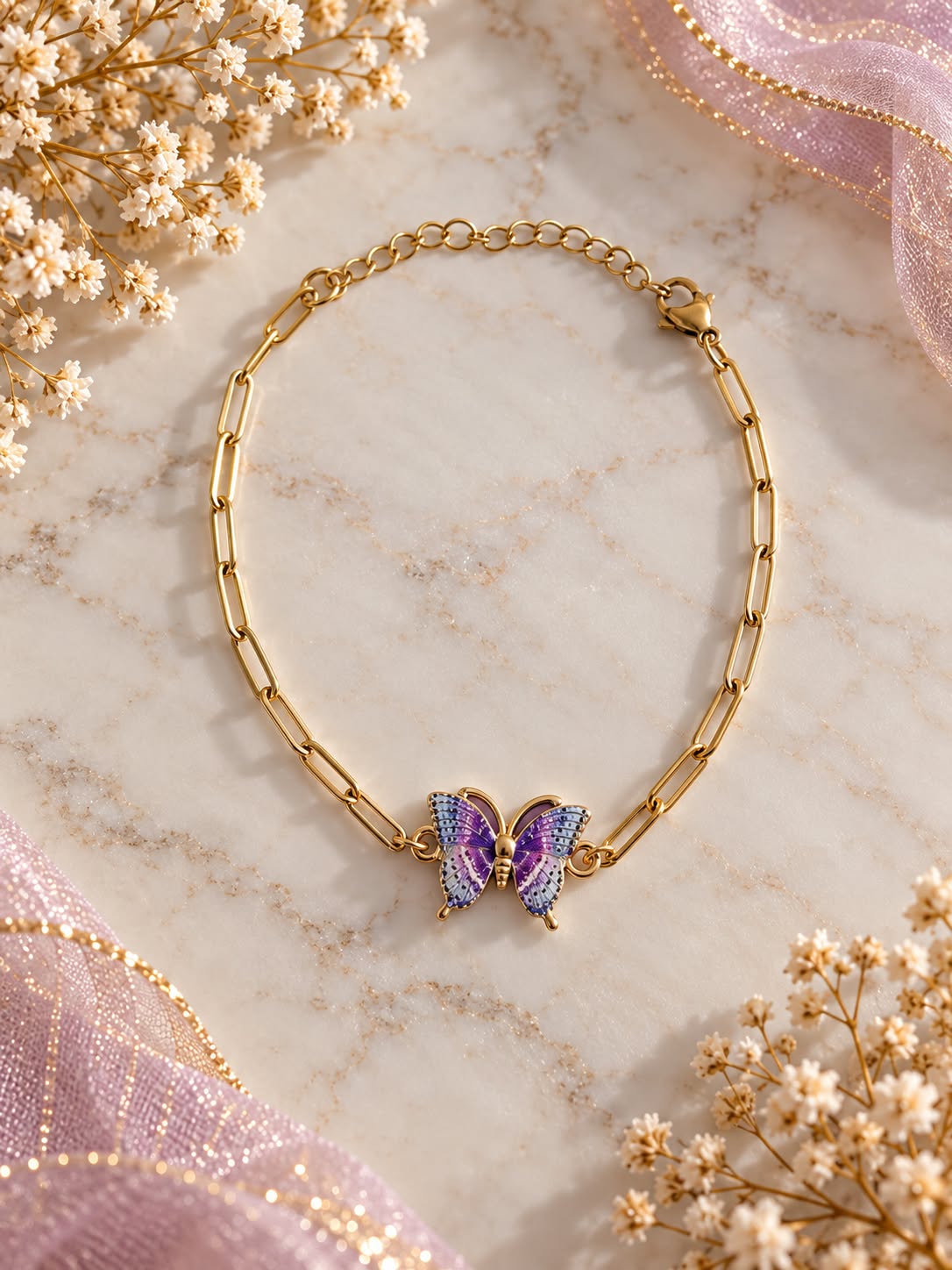 Bracelet papillon violet
