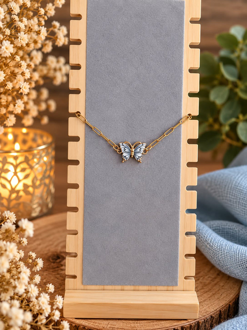Bracelet papillon gris