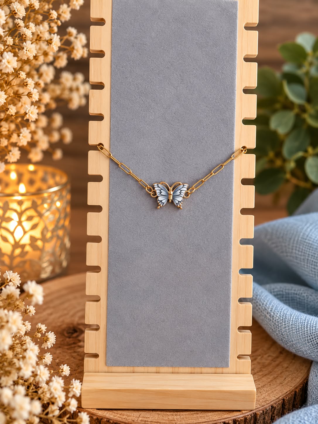 Bracelet papillon gris