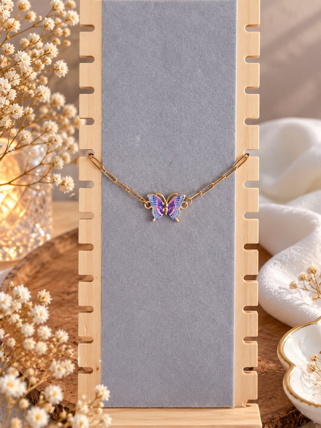 Bracelet papillon violet