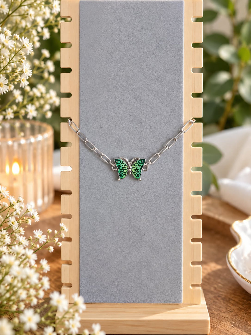 Bracelet papillon vert