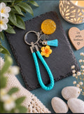 porte-clés bleu et jaune